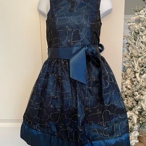 Navy blue girls dress size 10 gold hearts